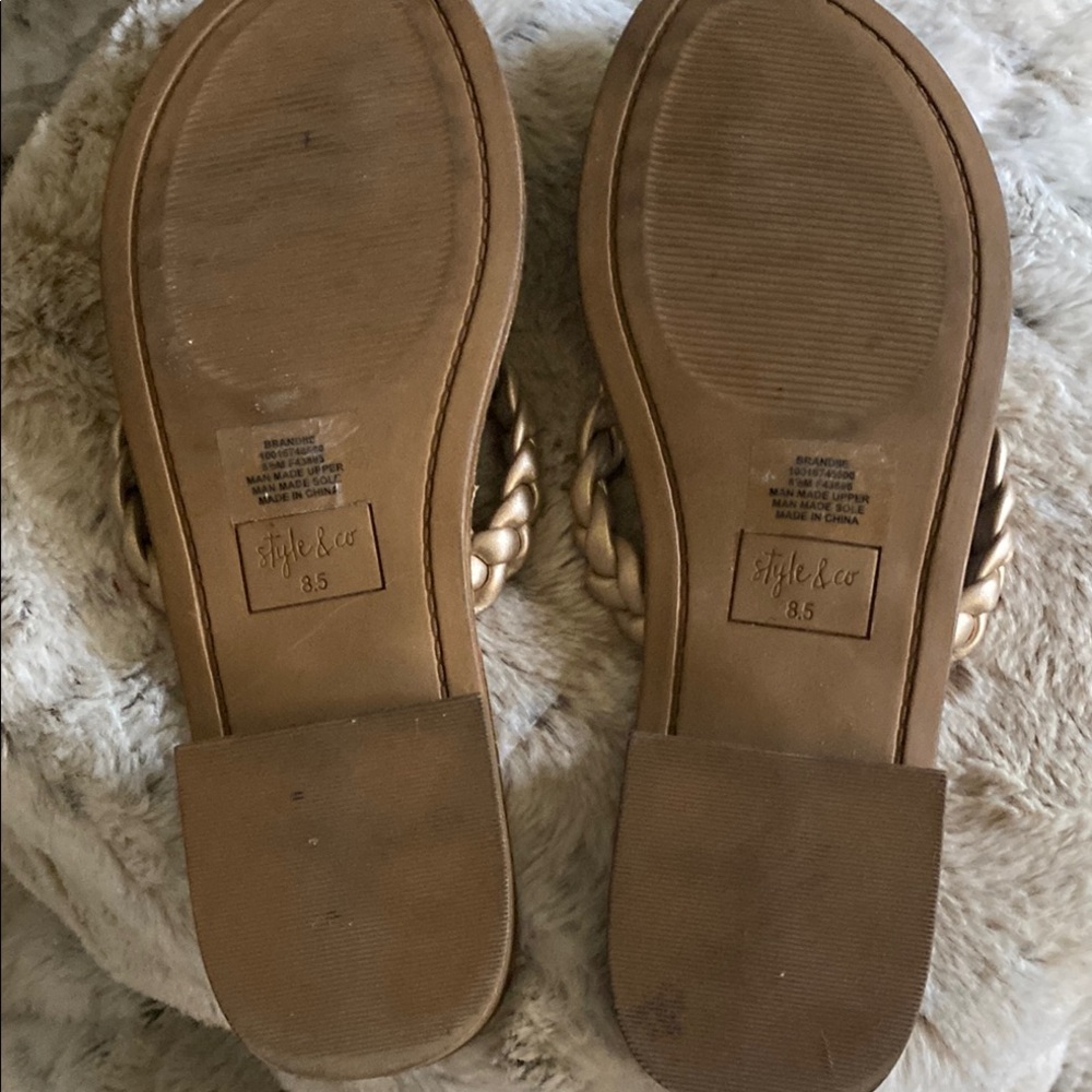Style & Co Gold Braided Sandals - Picture 2 of 4